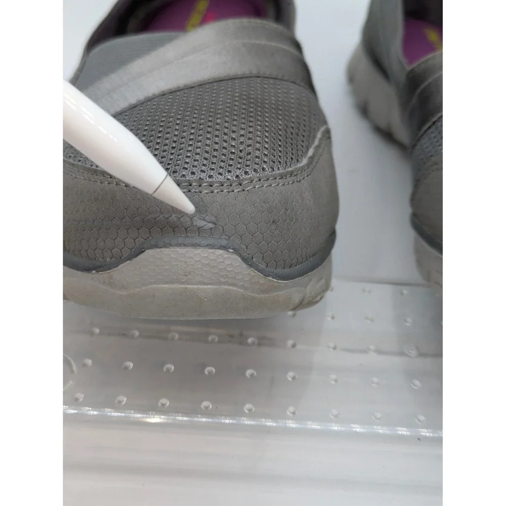 Skechers Memory Foam Slip On Shoes Gray Comfort Walking Women Size 8